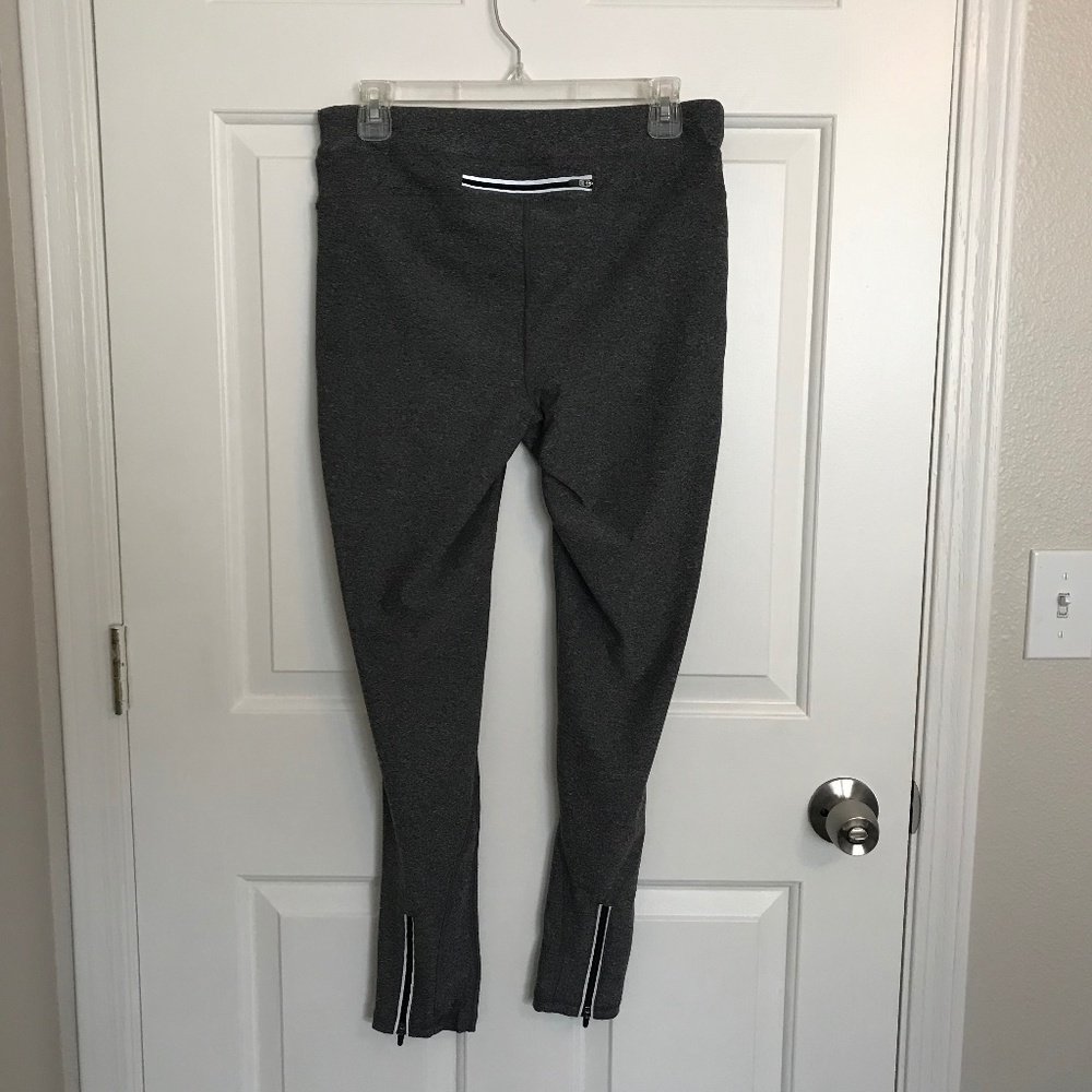ReActivate Reflective Zipper Calf Leggings Size L Heather Gray